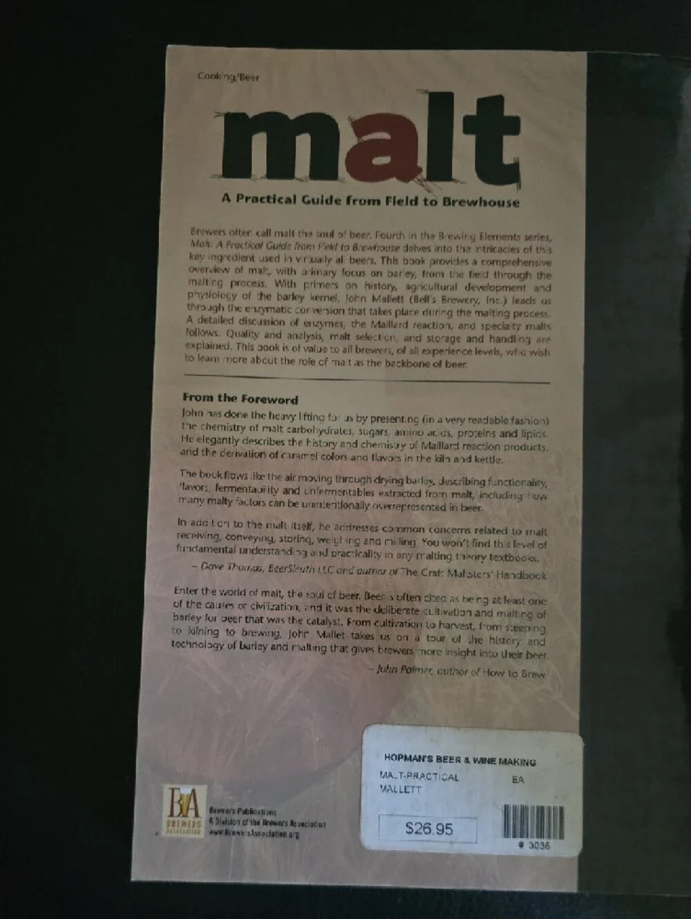 Beer Book Malt: A Practical Guide from Field to Brewhouse by John Mallett